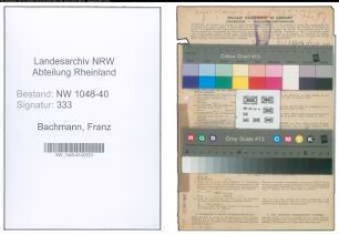 Entnazifizierung Franz Bachmann , geb. 26.10.1907 (Anwalt)