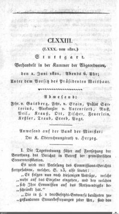 173. Sitzung, Stuttgart, 2.6.1821