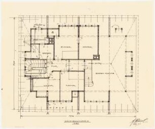 Einfamilienhaus mit Garten, Berlin (?): Grundriss Dachgeschoss 1:50