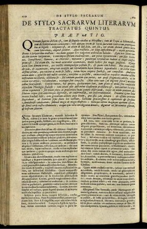De Stylo Sacrarum Literarum Tractatus Quintus.