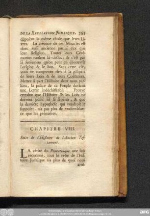 Chapitre VIII. Suite de l'Histoire de l'Ancien Testament.