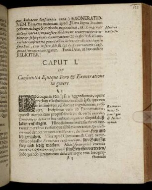 Caput I. De Conscientia Ejusque Foro & Exoneratione in genere.