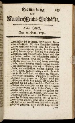 XXI. Stuck. Den 22. May, 1756.