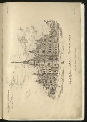 Schule, Rathaus und Festhalle zu Neustädtel-Schneeberg i.S.