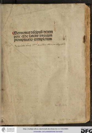Sermones Discipuli de tempore et de sanctis una cum Promptuario exemplorum