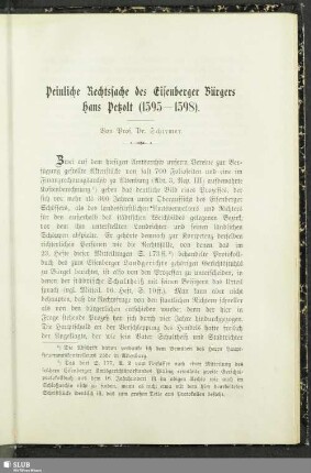 Peinliche Rechtssache des Eisenberger Bürgers Hans Petzolt (1595 - 1598)