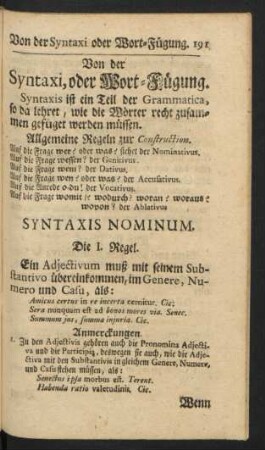 Von der Syntaxi, oder Wort-Fügung.