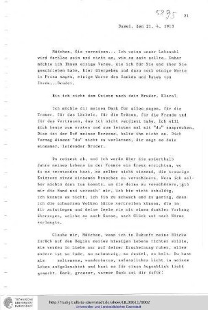 Brief vom 21.04.1913