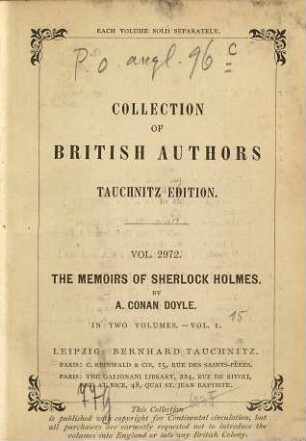 The memoirs of Sherlock Holmes, 1