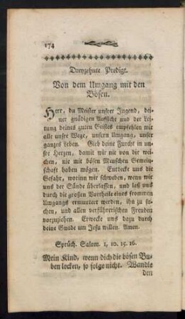 Dreyzehnte Predigt. Von dem Umgang mit den Bösen.