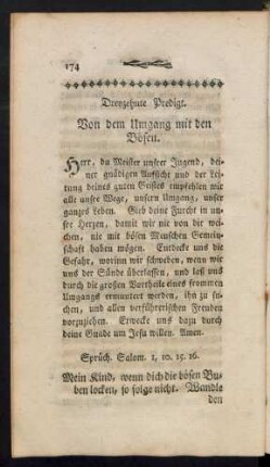 Dreyzehnte Predigt. Von dem Umgang mit den Bösen.