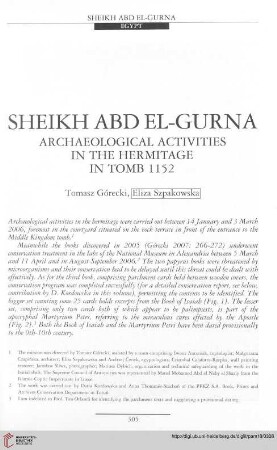 18: Sheikh ABD el-Gurna : archaeological activities in the hermitage in tomb 1152