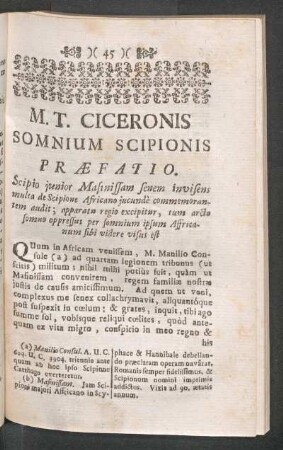 M. T. Ciceronis Somnium Scipionis Praefatio