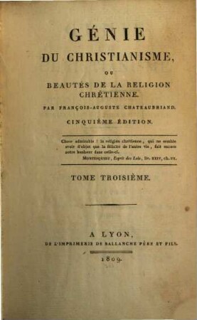 Génie du christianisme, ou beautés de la religion chrétienne, 3