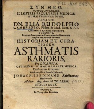 Historiam Et Curationem Asthmatis Rarioris
