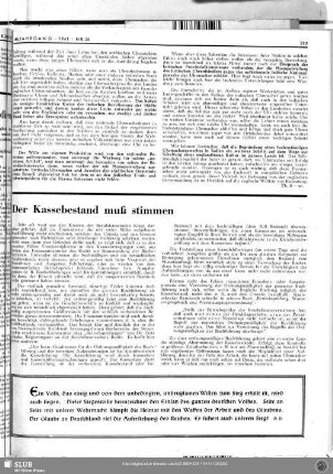 Der Kassebestand muß stimmen