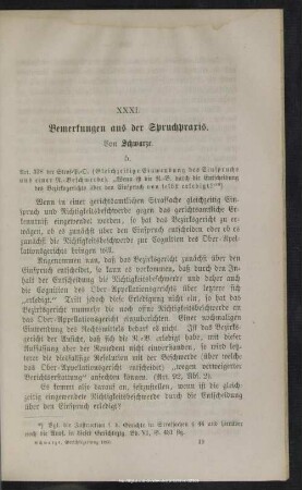 XXXI. Bemerkungen aus der Spruchpraxis