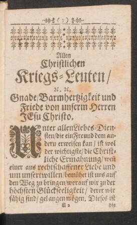 Allen Christlichen Kriegs-Leuten / ...