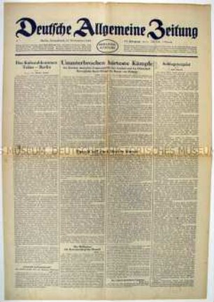 Tageszeitung "Deutsche Allgemeine Zeitung" zum Kriegsgeschehen