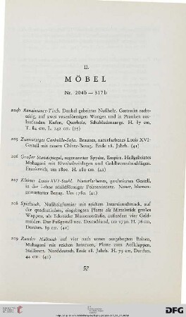 II. Möbel (Nr. 204-317)