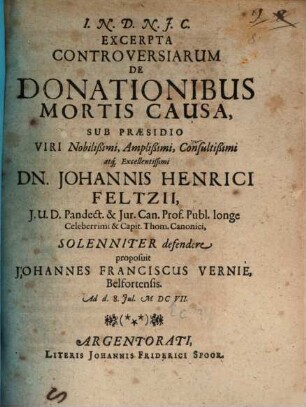 Excerpta Controversiarum De Donationibus Mortis Causa