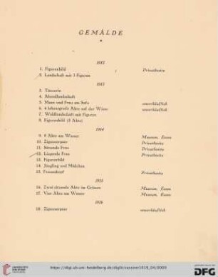 Gemälde (Nr. 1-37)