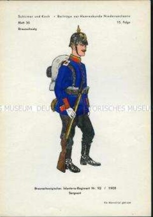 Uniformdarstellung, Sergeant der Infanterie, Braunschweig, 1908.