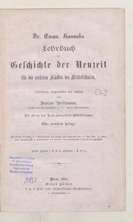 Lehrbuch der Geschichte der Neuzeit : für die unteren Klassen der Mittelschulen
