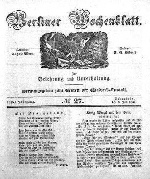 No. 27, Sonnabend, den 8. Juli 1837.