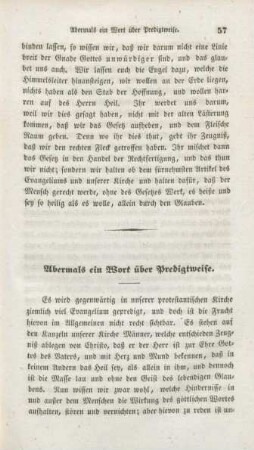 57-64 Abermals ein Wort über Predigtweise