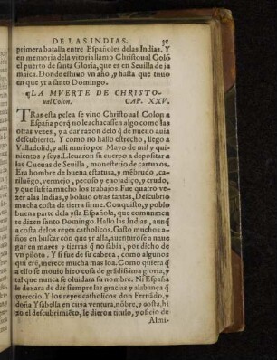 La Muerte De Christoual Colon. Cap. XXV