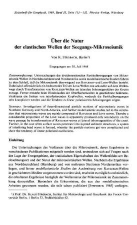 Über die Natur der elastischen Wellen der Seegangs-Mikroseismik
