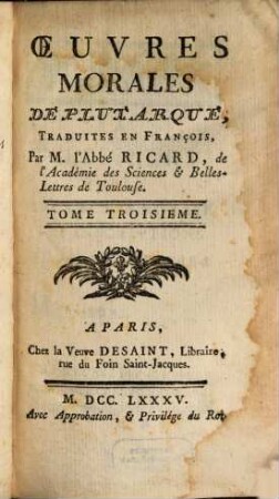Oeuvres Morales De Plutarque, 3