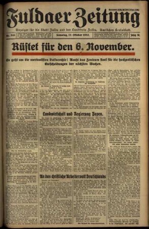 Ausgabe vom Samstag, den 22. Oktober 1932.