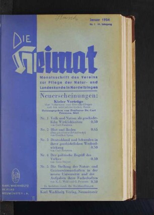 Januar 1934, Nr. 1, 44. Jahrgang
