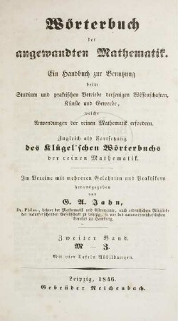 Bd. 2: Wörterbuch der angewandten Mathematik. Zweiter Band