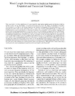 Word‐Length distribution in Inuktitut narratives: Empirical and theoretical findings