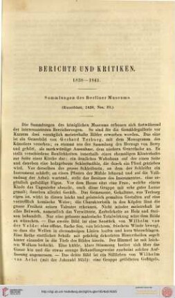 Berichte und Kritiken 1838-1841