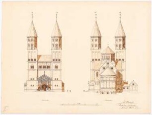 Kirche, Haren/Ems: Vorder- und Choransicht 1:200 (Variante)