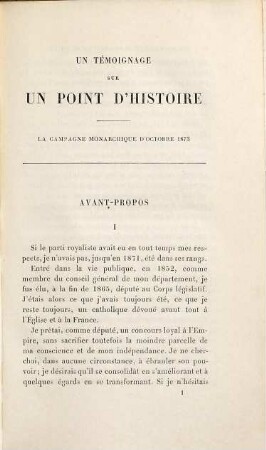 La campagne monarchique d'octobre 1873 p. Charles Chesnelong