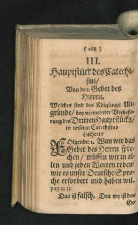 III. Hauptstück des Catechismi/ Von dem Gebet des Herrn.