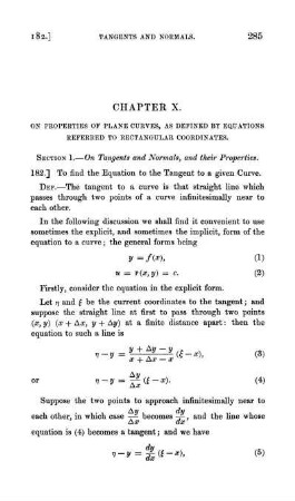 Chapter X. On properties of plane curves, as defined by equations referred to rectangular coordinates.