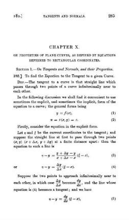 Chapter X. On properties of plane curves, as defined by equations referred to rectangular coordinates.