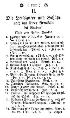 2. Die Heils-Schätze nach den drey Artickeln des Christl. Glaubens.