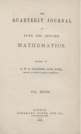 28: The quarterly journal of pure and applied mathematics