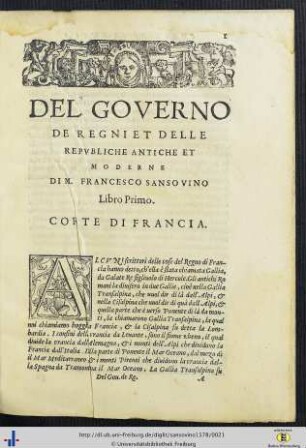 I. Del Governo Della Corte Di Francia.