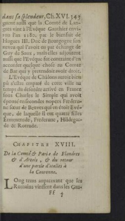 Chapitre XVIII. De la Comté & Parie de Flandres ...