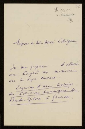 36: Brief von Paul Fournier an Otto von Gierke, Grenoble, 29.11.1907