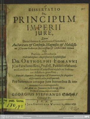 Dissertatio de principum Imperii jure