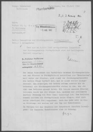 Strümpfelbach: Inspektionsbericht 1962